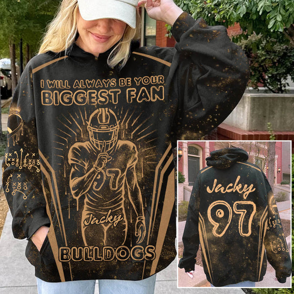 I Will Always Be Your Biggest fan Personalized Custom Bleach Style Football Player Football Shirt Gift For Football Family