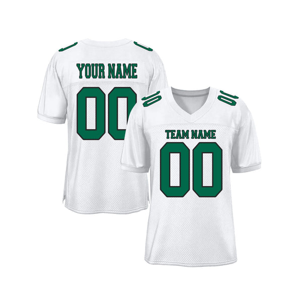 Custom White Kelly Green-Black Mesh Classic Style Authentic Sports Football Jersey