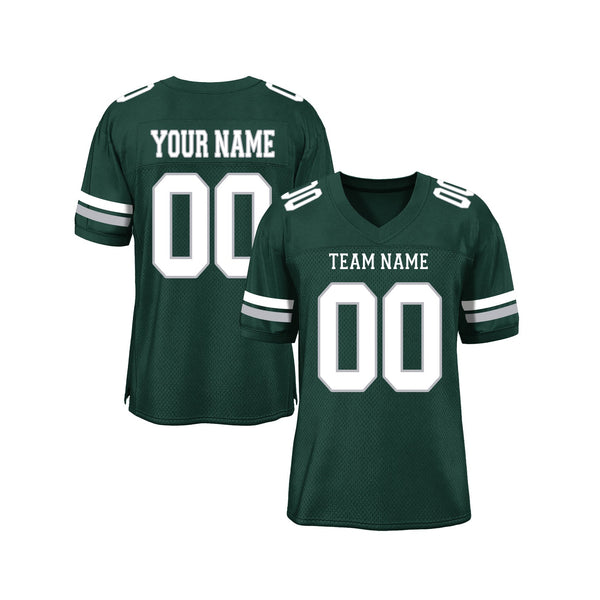 Custom Green White-Gray Mesh Classic Style Authentic Sports Football Jersey
