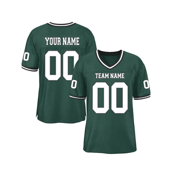 Custom Green White-Gray Mesh Classic Style Authentic Sports Football Jersey
