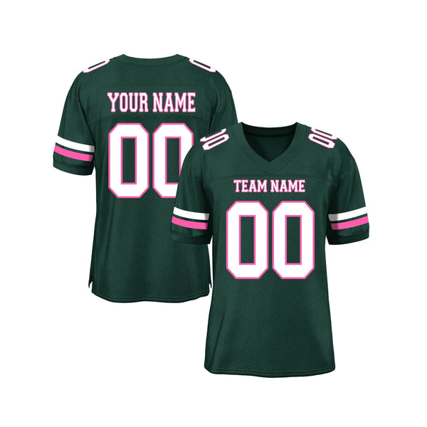 Custom Green White-Pink Mesh Classic Style Authentic Sports Football Jersey