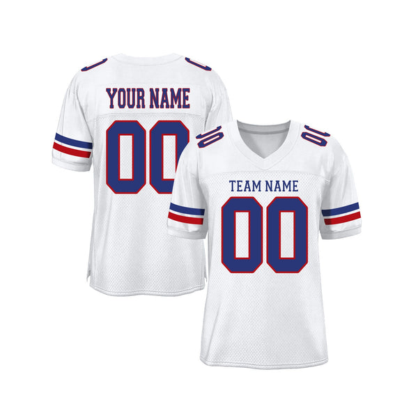 Custom White Royal-Red Mesh Classic Style Authentic Sports Football Jersey