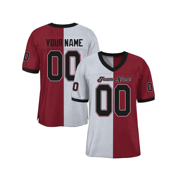 Custom Cardinal Black-White Mesh Split Fashion Classic Style Authentic Sports Football Jersey