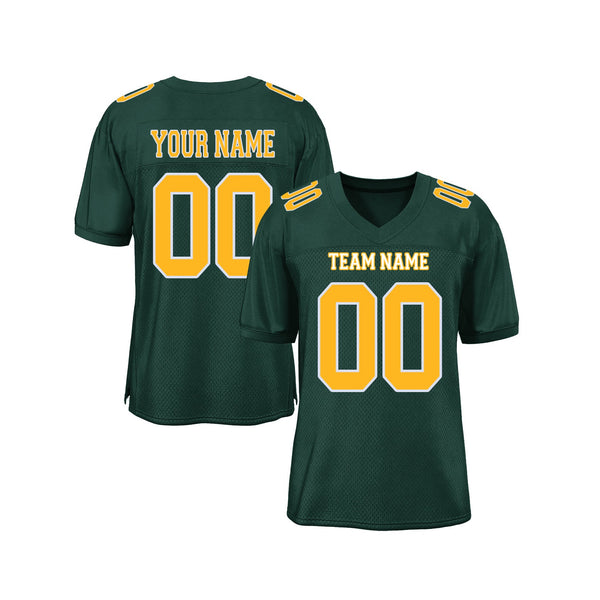 Custom Green Gold-White Mesh Classic Style Authentic Sports Football Jersey