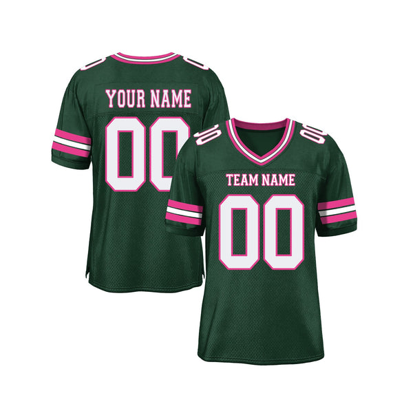 Custom Green White-Pink Mesh Classic Style Authentic Sports Football Jersey