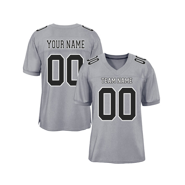 Custom Gray Black-White Mesh Classic Style Authentic Sports Football Jersey