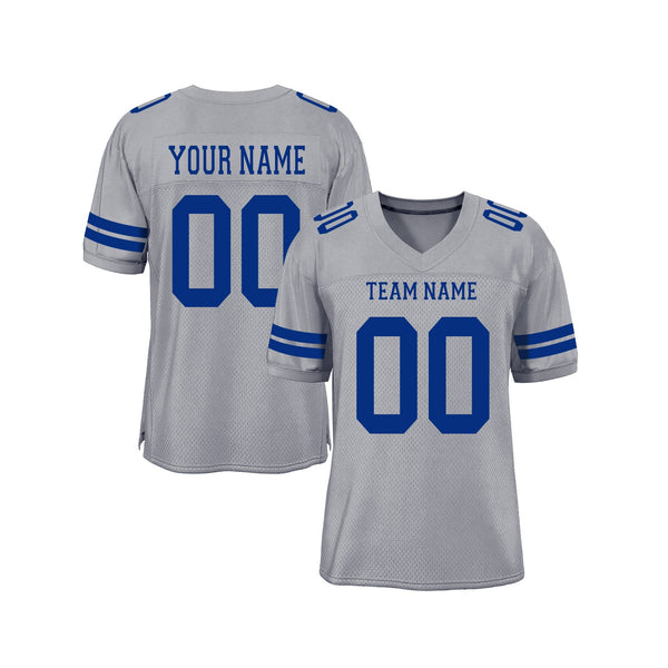 Custom Gray Royal Mesh Classic Style Authentic Sports Football Jersey