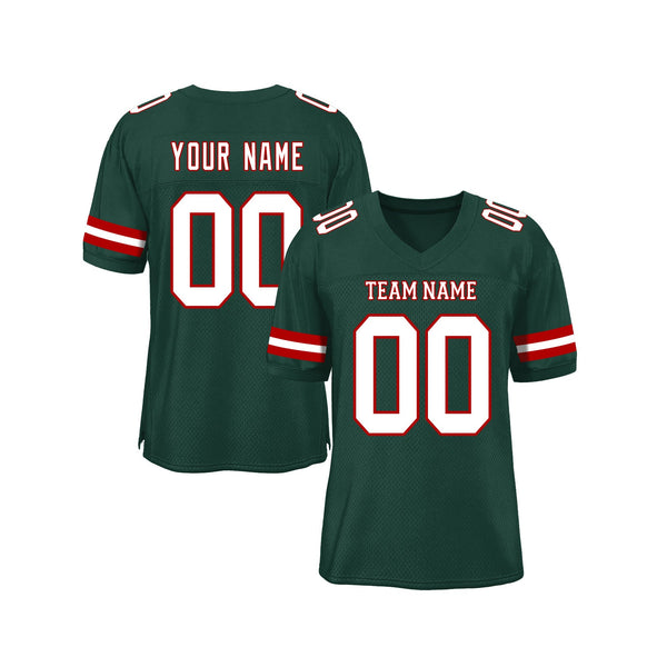 Custom Green White-Red Mesh Classic Style Authentic Sports Football Jersey