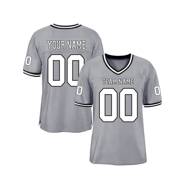 Custom Gray White-Black Mesh Throwback Classic Style Authentic Sports Football Jersey