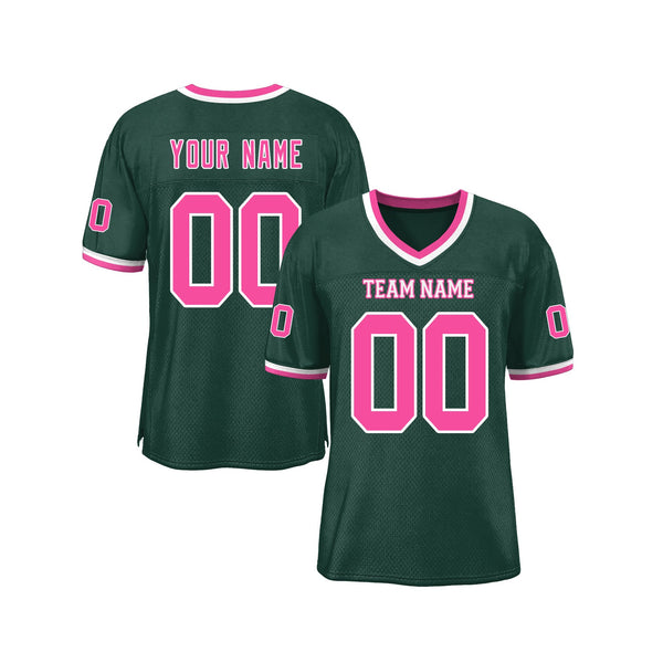 Custom Green Pink-White Mesh Classic Style Authentic Sports Football Jersey