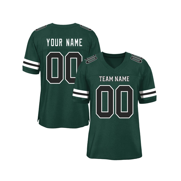 Custom Green Black-White Mesh Classic Style Authentic Sports Football Jersey