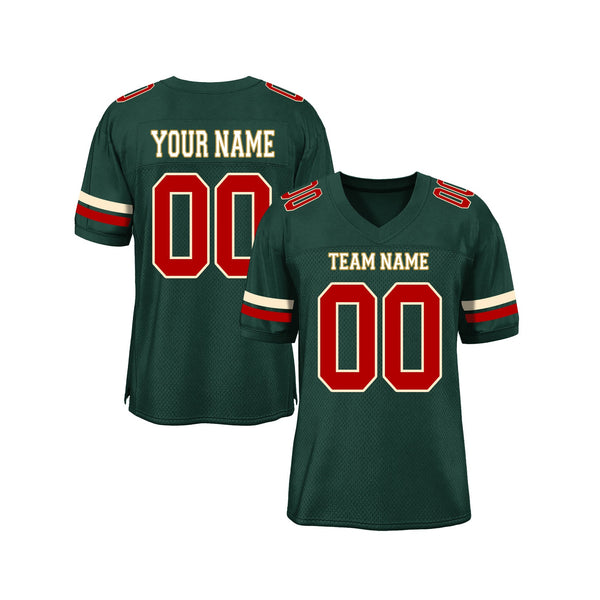 Custom Green Red-Cream Mesh Classic Style Authentic Sports Football Jersey