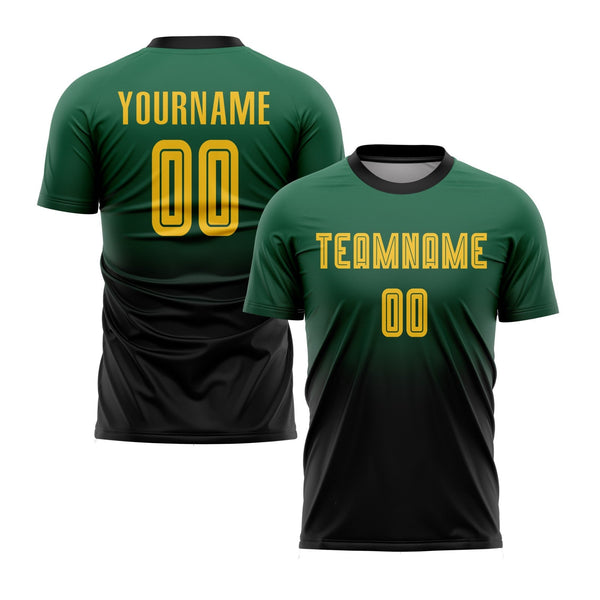 Custom Kelly Green Gold-Black Fade Fashion Classic Uniform Training Sets Soccer Jersey For Adults/Kids