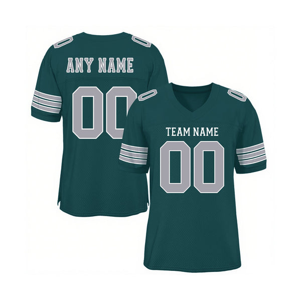 Custom Midnight Green Gray-White Mesh Classic Style Authentic Sports Football Jersey