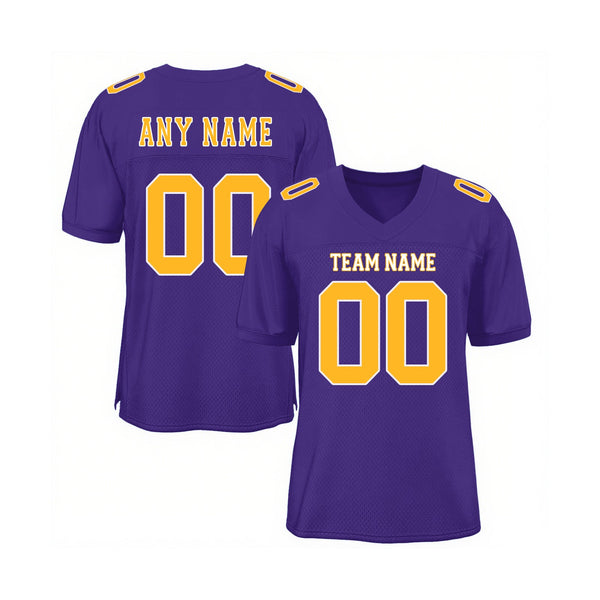 Custom Purple Gold-White Mesh Classic Style Authentic Sports Football Jersey
