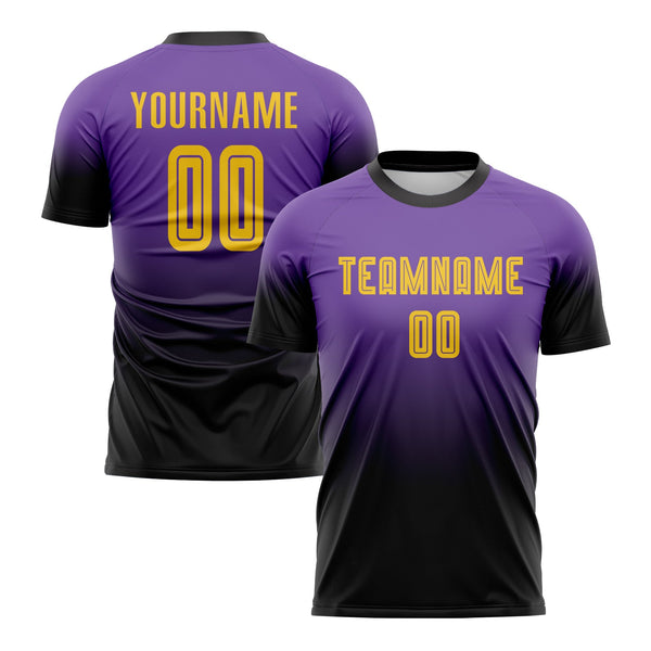 Custom Purple Gold-Black Fade Fashion Classic Uniform Training Sets Soccer Jersey For Adults/Kids