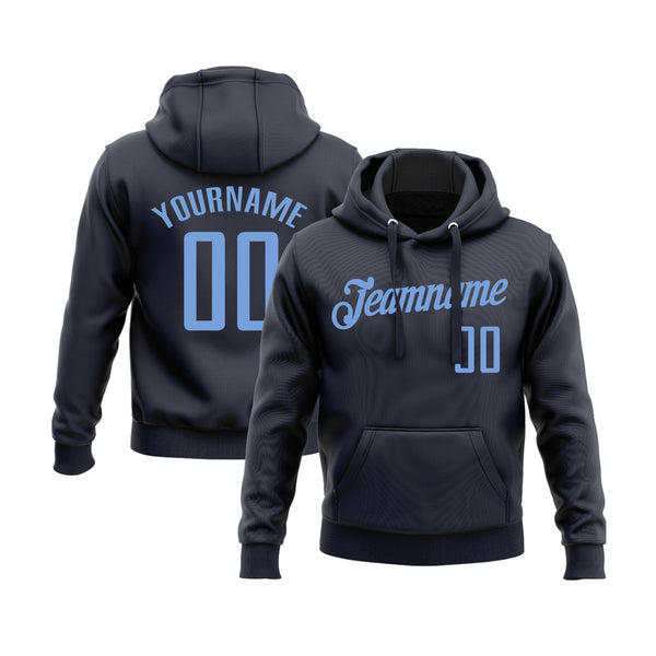 Custom Navy Light Blue Personalized Sports Team Embroidered Pullover Hoodie
