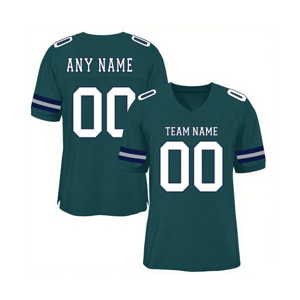Custom Midnight Green White-Navy Mesh Classic Style Authentic Sports Football Jersey
