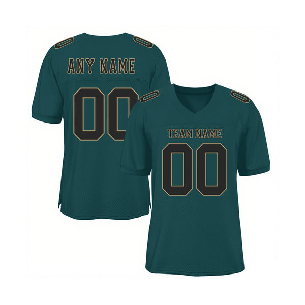 Custom Midnight Green Black-Old Gold Mesh Classic Style Authentic Sports Football Jersey