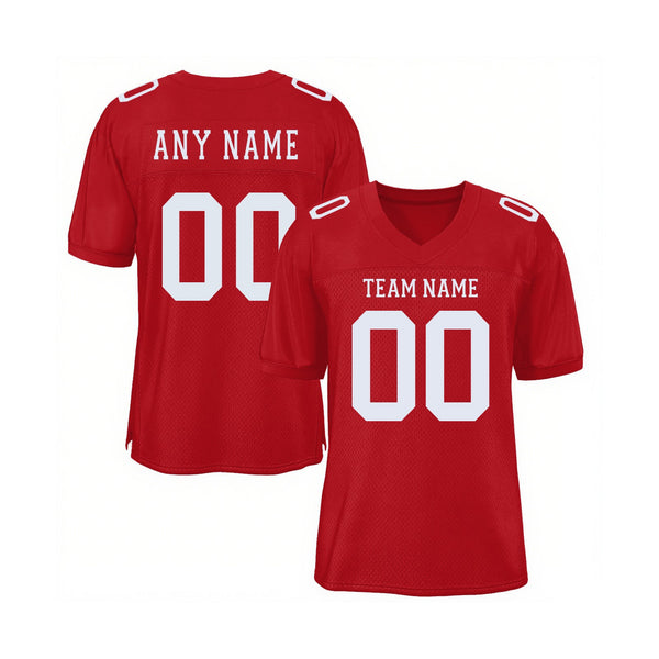 Custom Red White Mesh Classic Style Authentic Sports Football Jersey