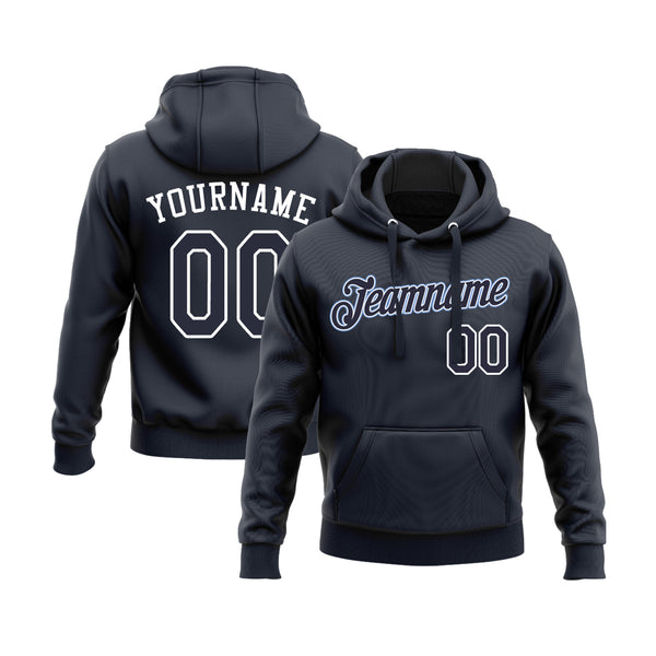 Custom Navy Navy-White Personalized Sports Team Embroidered Pullover Hoodie