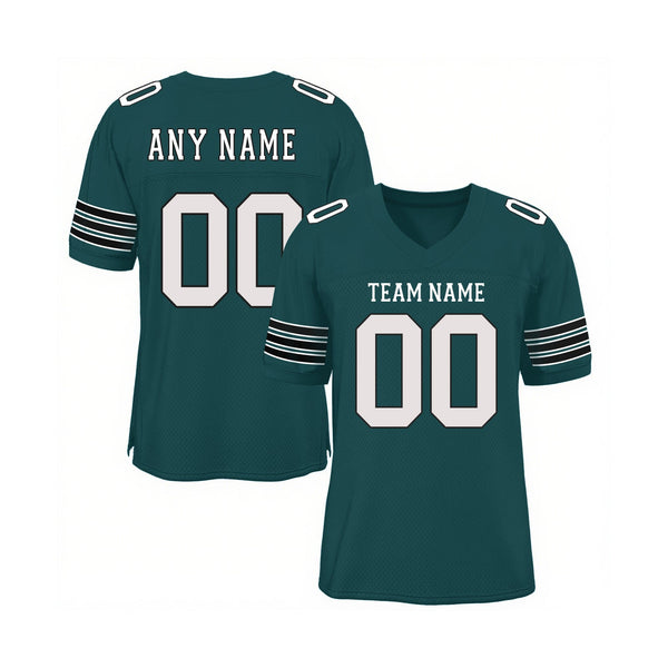 Custom Midnight Green White-Black Mesh Classic Style Authentic Sports Football Jersey