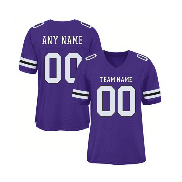 Custom Purple White-Black Mesh Classic Style Authentic Sports Football Jersey