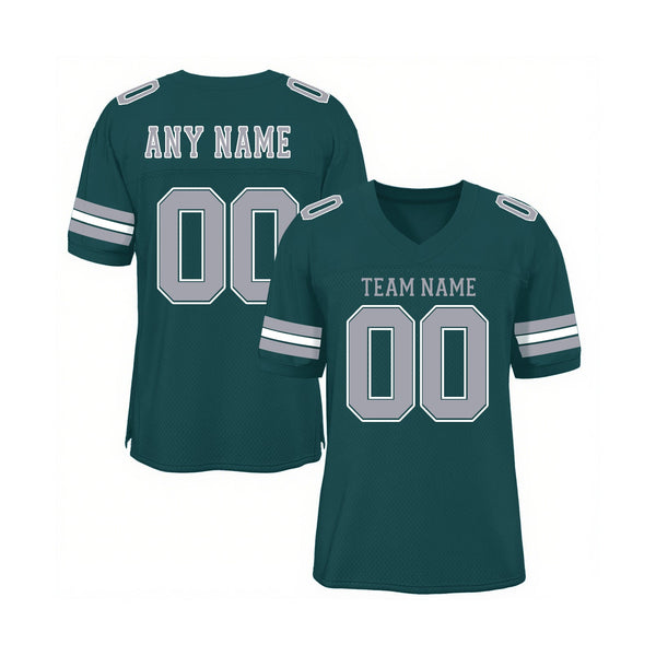 Custom Midnight Green Light Gray-White Mesh Classic Style Authentic Sports Football Jersey