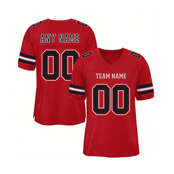 Custom Red Black-White Mesh Classic Style Authentic Sports Football Jersey