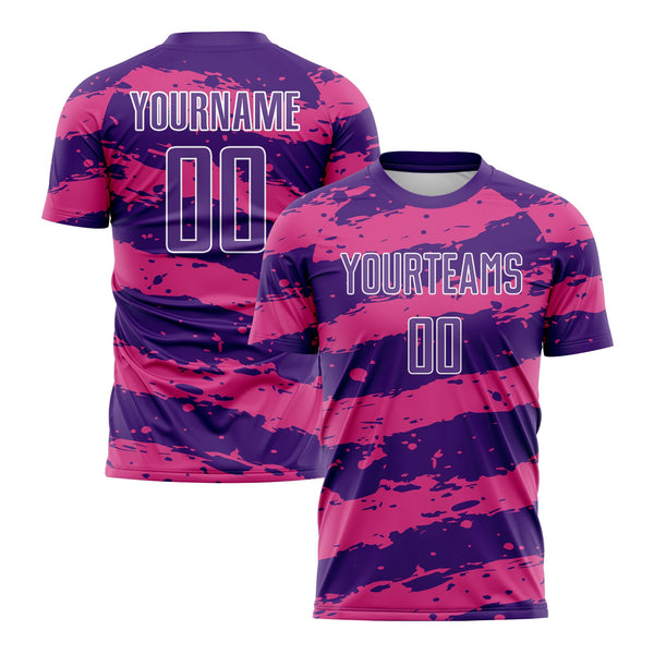 Custom Purple Pink-White Splash Classic Uniform Training Sets Soccer Jersey For Adults/Kids