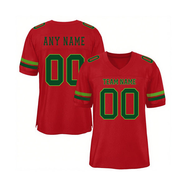 Custom Red Green-Neon Green Mesh Classic Style Authentic Sports Football Jersey