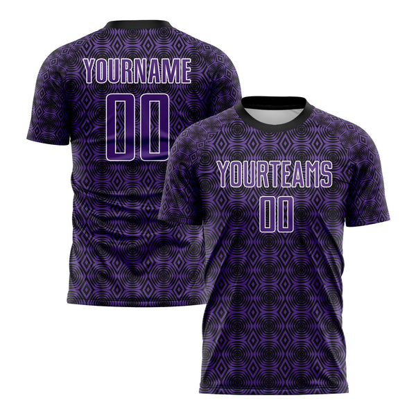 Custom Purple Black-White Geometric Shapes Classic Uniform Training Sets Soccer Jersey For Adults/Kids