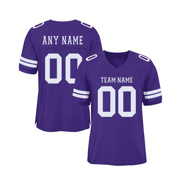 Custom Purple White Mesh Classic Style Authentic Sports Football Jersey
