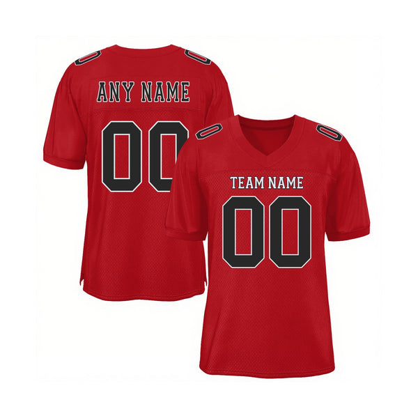 Custom Red Black-White Mesh Classic Style Authentic Sports Football Jersey