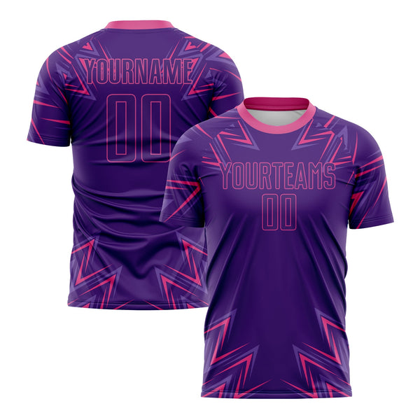 Custom Purple Pink Geometric Shapes Classic Uniform Training Sets Soccer Jersey For Adults/Kids