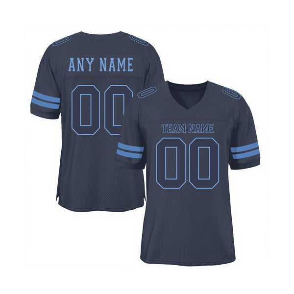 Custom Navy Navy-Light Blue Mesh Classic Style Authentic Sports Football Jersey
