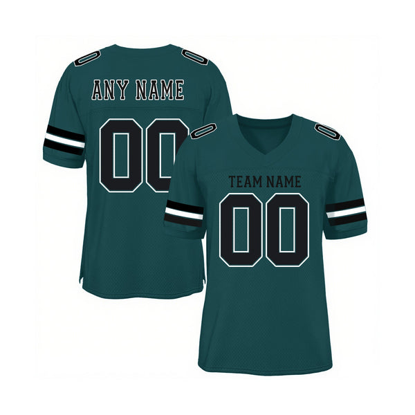 Custom Midnight Green Black-White Mesh Classic Style Authentic Sports Football Jersey