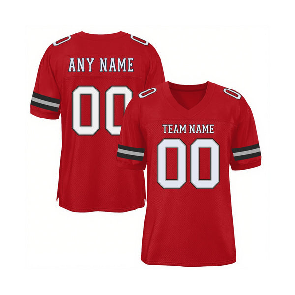 Custom Red White-Black Mesh Classic Style Authentic Sports Football Jersey