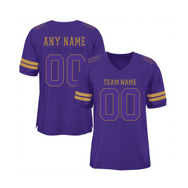 Custom Purple Purple-Old Gold Mesh Classic Style Authentic Sports Football Jersey