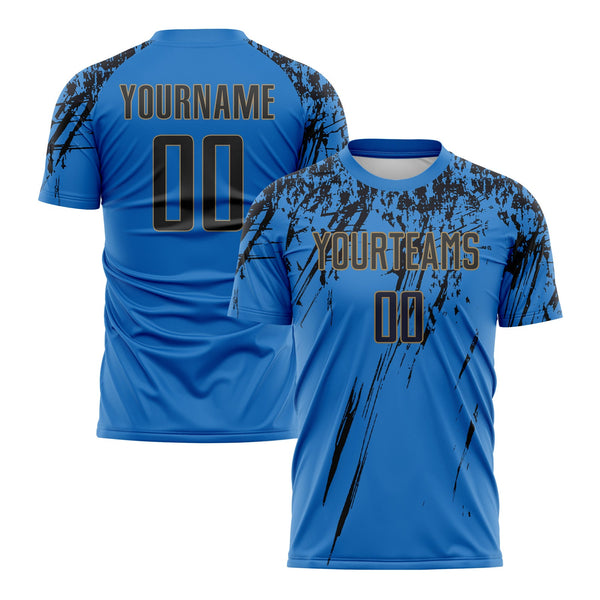 Custom Powder Blue Black-Old Gold Classic Uniform Training Sets Soccer Jersey For Adults/Kids