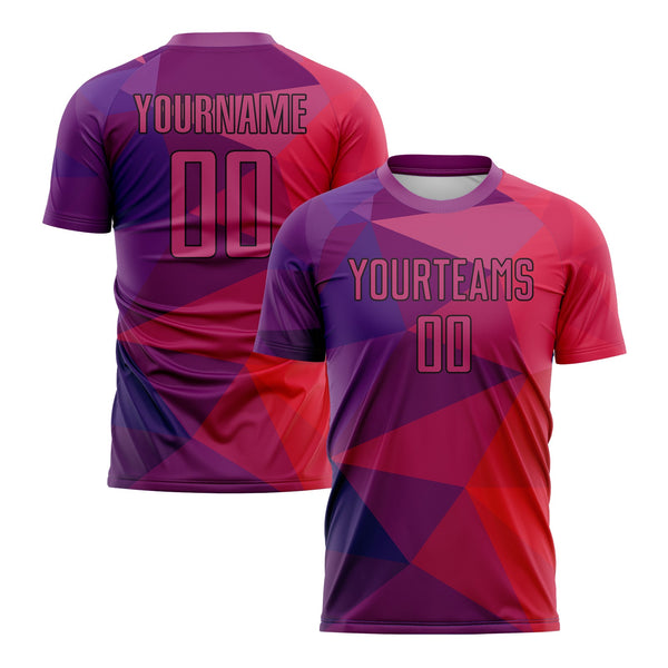 Custom Purple Red-Black Geometric Shapes Classic Uniform Training Sets Soccer Jersey For Adults/Kids