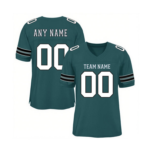 Custom Midnight Green White-Black Mesh Classic Style Authentic Sports Football Jersey