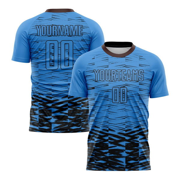 Custom Powder Blue Brown Classic Uniform Training Sets Soccer Jersey For Adults/Kids