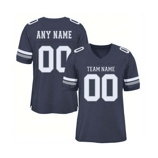 Custom Navy White-Light Gray Mesh Classic Style Authentic Sports Football Jersey