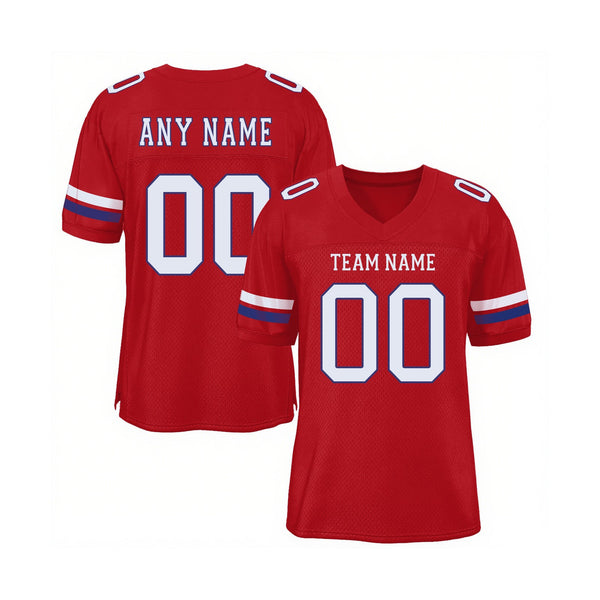 Custom Red White-Royal Mesh Classic Style Authentic Sports Football Jersey
