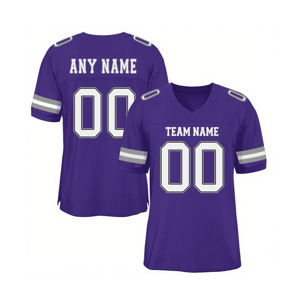 Custom Purple Black-Gold Mesh Classic Style Authentic Sports Football Jersey