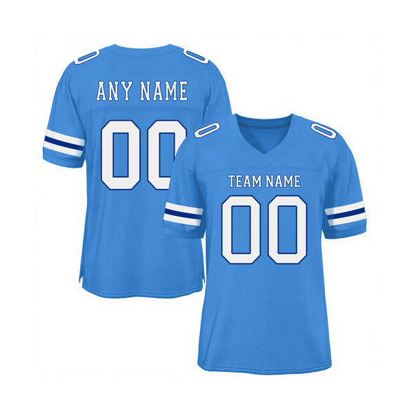Custom Powder Blue White-Royal Mesh Classic Style Authentic Sports Football Jersey