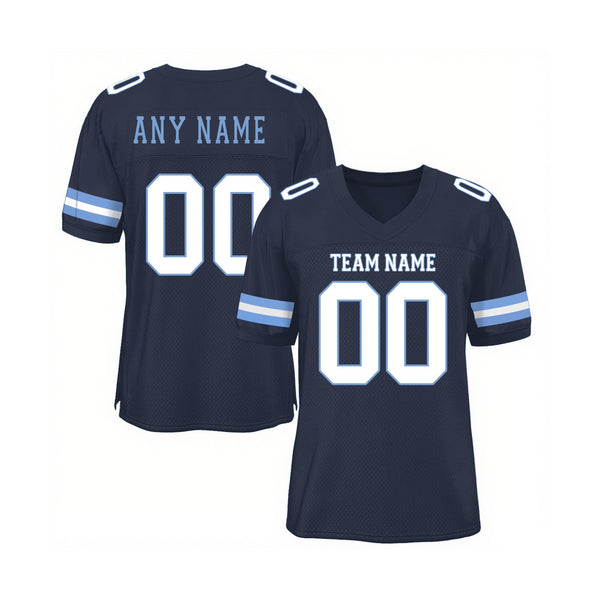 Custom Navy White-Light Blue Mesh Classic Style Authentic Sports Football Jersey