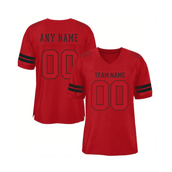 Custom Red Red-Black Mesh Classic Style Authentic Sports Football Jersey