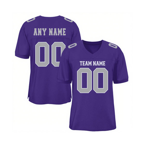 Custom Purple Gray-White Mesh Classic Style Authentic Sports Football Jersey
